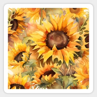 Sunflowers Blooming In Summertime Watercolor Sticker